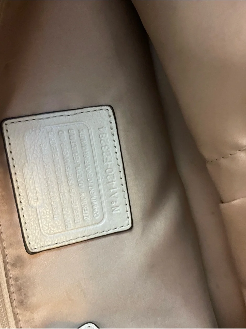 Coach Cream Pebbled Leather Shoulder Tote. Large